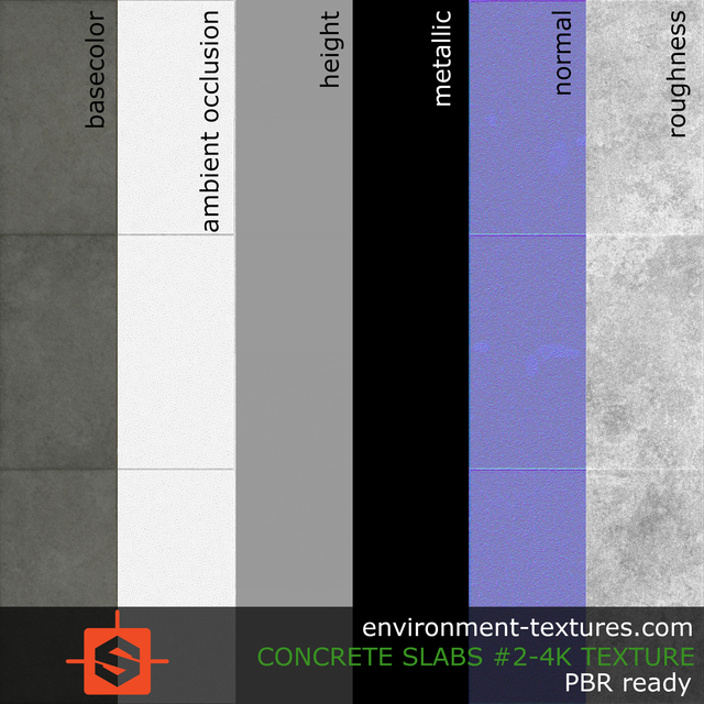 PBR substance material of concrete slabs created in substance designer for graphic designers and game developers