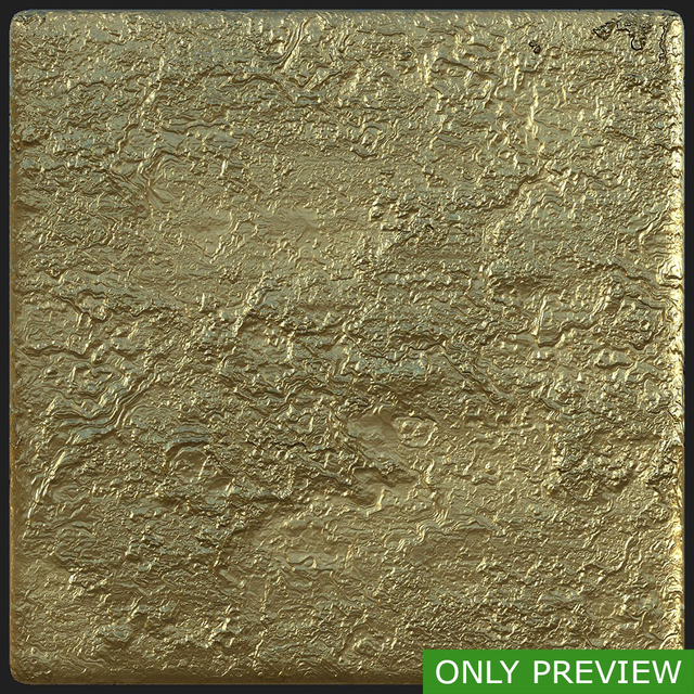 PBR substance material of gold created in substance designer for graphic designers and game developers