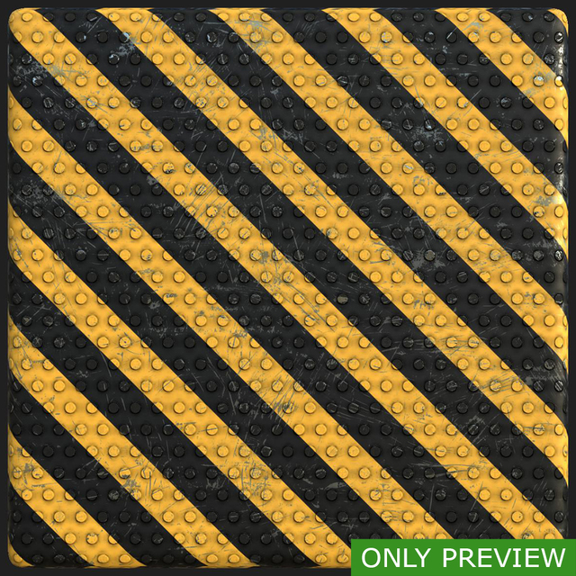 PBR substance material of metal floor warning stripes painted created in substance designer for graphic designers and game developers