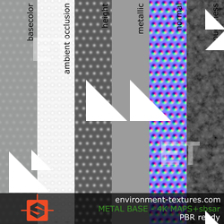 PBR substance material of metal base created in substance designer for graphic designers and game developers.