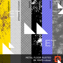 PBR substance material of metal floor rusted created in substance designer for graphic designers and game developers.