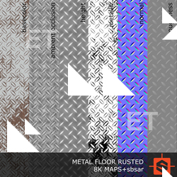 PBR substance material of metal floor rusted created in substance designer for graphic designers and game developers.