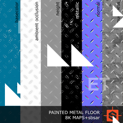 PBR substance material of metal floor painted blue created in substance designer for graphic designers and game developers