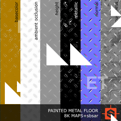 PBR substance material of metal floor painted yellow created in substance designer for graphic designers and game developers