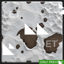 PBR substance material of ground snowy stones created in substance designer for graphic designers and game developers