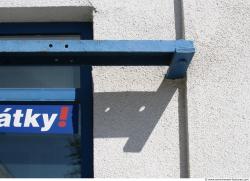 Old white classic house, relief, metal windows